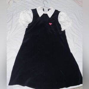 MILCO Black Dress with White Puff Sleeves – Size S